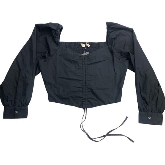 NWT LEVI'S Devin Cotton Slim Black Blouse Womens Size Small - Picture 3 of 9